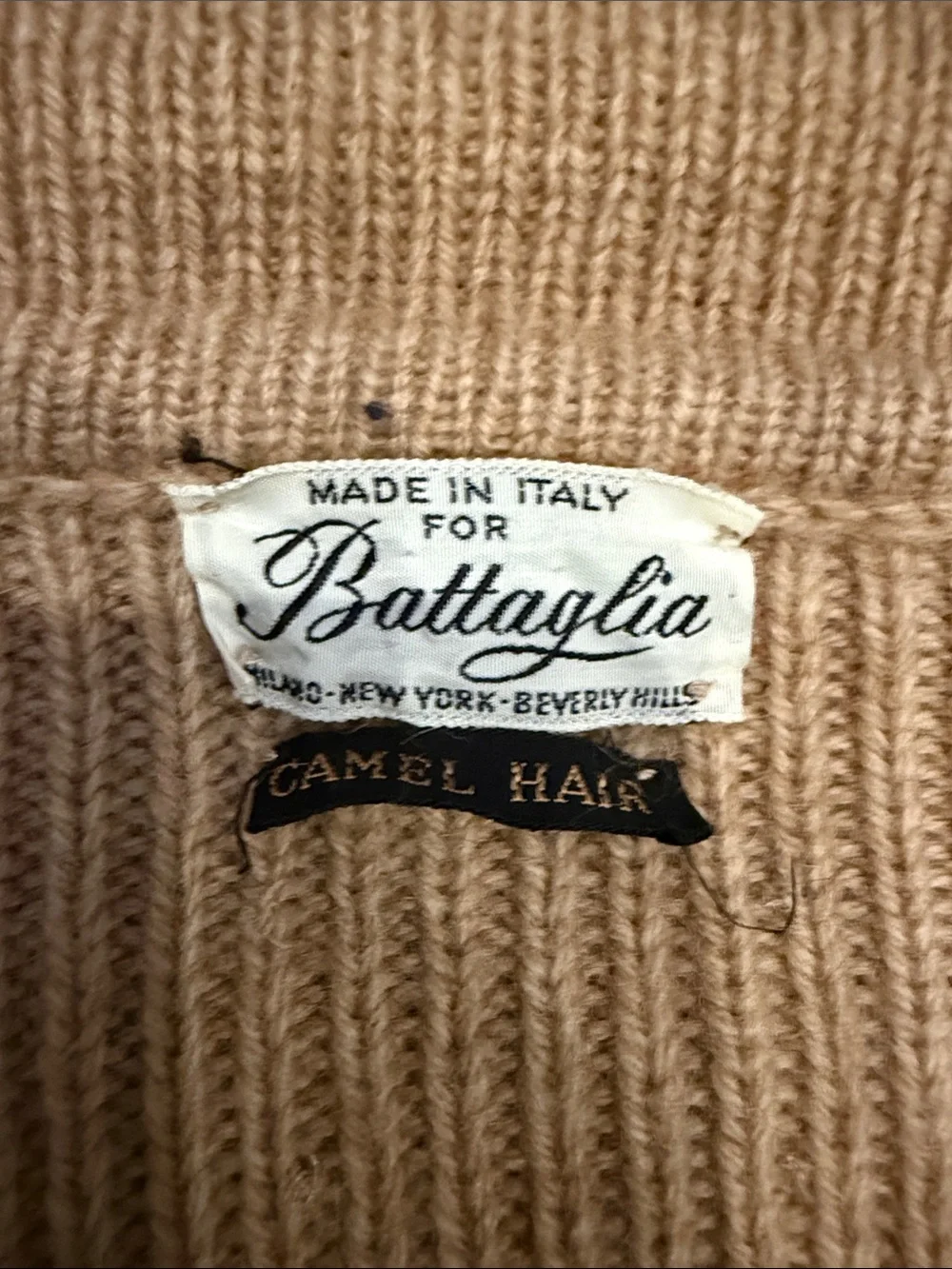 Vintage RARE BATTAGLIA Beverly Hills Camel Hair Sweater Coat Blazer Large Italy